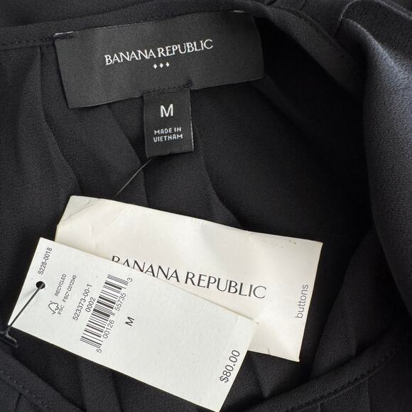 BANANA REPUBLIC Pleated Georgette Blouse Womans Size M Black NWT - Picture 9 of 10